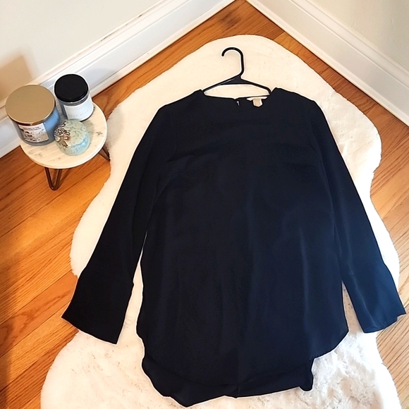H&M Blouse 8 Womens Size Long Sleeves Black - Picture 7 of 10